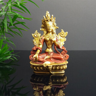 Grüne Tara Gold-Rot - Statue 14 cm