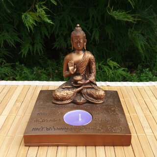 Buddha with candle holder and tea light - 13 cm