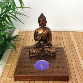 Buddha mit Kerzenhalter und Teelicht - 13 cm