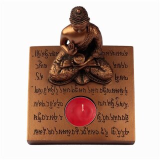 Buddha mit Kerzenhalter und Teelicht - 13 cm