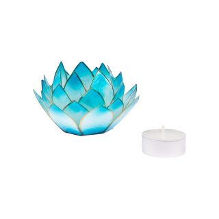 Lotus Teelichthalter klein - blau